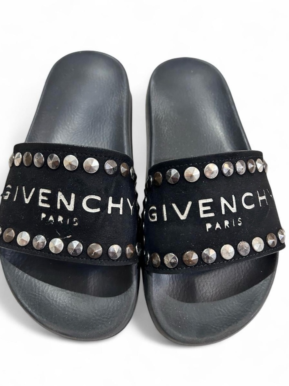 Givenchy Black Studded Logo Slide Sandals